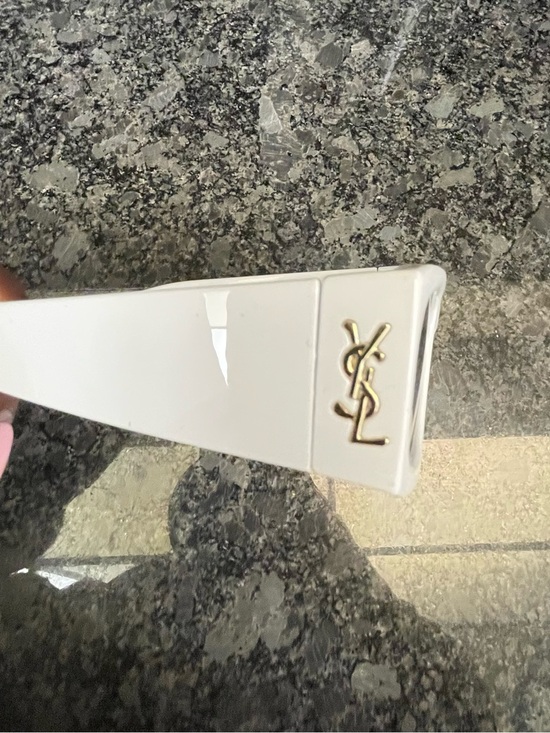 Yves Saint Lauren White Rectangular Retro Sunglasses